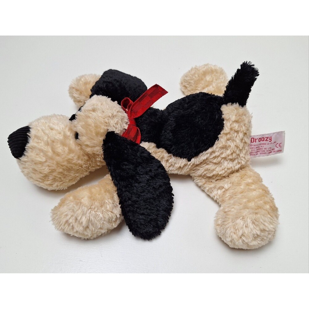 Russ Berrie Droozy 9" Floppy Vintage Puppy Dog Plush Tan Black Spots Item #73345